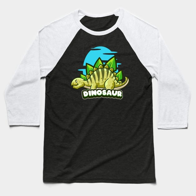 Cute Stegosaur Baseball T-Shirt by Harrisaputra